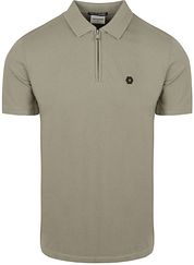 No Excess Half Zip Polo Shirt Piqué Green