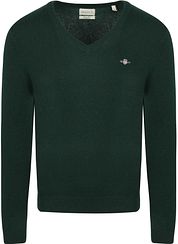 Gant Pullover V-Neck Wool Blend Dark Green