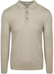 Profuomo Longsleeve Polo Shirt Merino Wool Beige