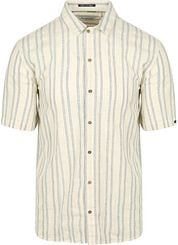 No Excess Short Sleeve Shirt Stripes Ecru