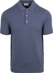 Suitable Heavy Knitted Polo Shirt Raw Denim Blue