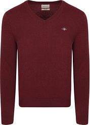 Gant Pullover V-Neck Wool Blend Bordeaux