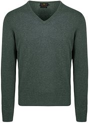 Steppin' Out Pullover Cotton Cashmere V-Neck Dark Green