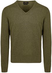 Steppin' Out Pullover Cotton Cashmere V-Neck Olive Green