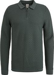 Cast Iron Long Sleeve Half Zip Polo Shirt Structure Green