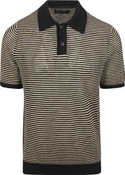 Marc O'Polo Knitted Polo Shirt Stripes Black Beige