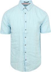 No Excess Short Sleeve Shirt Linen Light Blue