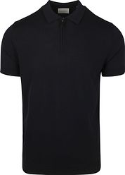 Suitable Knitted Half Zip Polo Shirt Navy