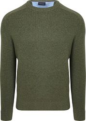 Suitable Lambswool Pullover O-Neck Olive Green