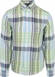 Gant Shirt Linen Checks Blue Green 