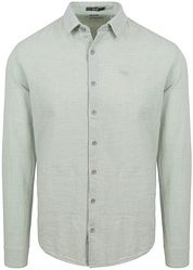 No Excess Shirt Linen Green Melange
