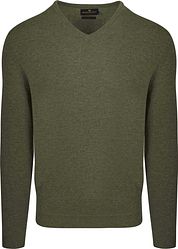 Steppin' Out Pullover V-Neck Merino Wool Olive Green
