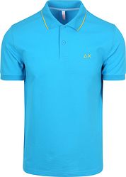 Sun68 Polo Shirt Small Stripe Collar Blue