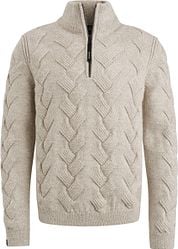 Vanguard Pullover Half Zip Structure Wool Blend Ecru