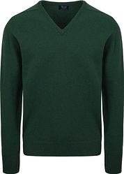 William Lockie V-Neck Lambswool Tartan Dark Green