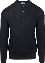 Profuomo Longsleeve Polo Shirt Merino Wool Navy