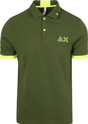 Sun68 Polo Shirt Logo Fluo Army Green