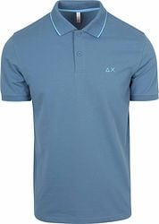 Sun68 Polo Shirt Small Stripe Collar Avio Blue