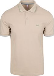 Sun68 Polo Shirt Small Stripe Collar Greige 