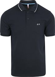 Sun68 Polo Shirt Small Stripe Collar Navy 