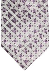 Suitable Tie Silk Stripe Flowers White