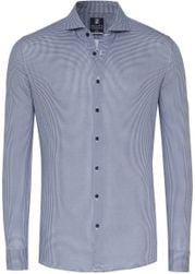 Desoto Essential Shirt Hai Piqué Pied De Poule Blue 