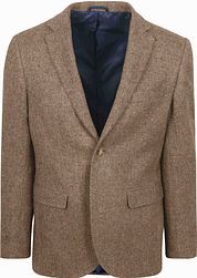 Suitable Blazer Herringbone Merino Wool Light Brown