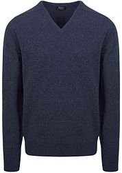 William Lockie V-Neck Lambswool Indigo Melange