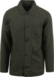 KnowledgeCotton Apparel Overshirt Linen Dark Green