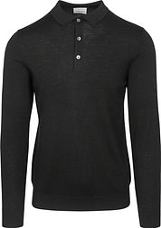 Profuomo Longsleeve Polo Shirt Merino Wool Black