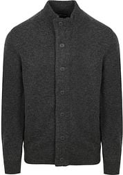 Barbour Zip Cardigan Lambswool Patch Dark Grey