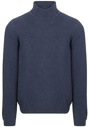 Suitable Turtleneck Pullover Structure Melange Navy