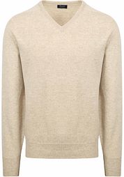 William Lockie V-Neck Lambswool Linen Beige