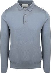 Profuomo Longsleeve Polo Shirt Merino Wool Blue