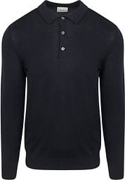 Profuomo Longsleeve Polo Shirt Merino Wool Navy