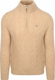 Gant Halfzip Lambswool Sweater Cable Beige