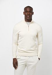 Profuomo Half Zip Pullover Luxury Ecru