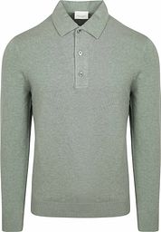 Profuomo Longsleeve Polo Shirt Luxury Basic Green
