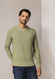 State Of Art Pullover Structure V-Neck Green