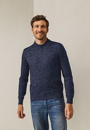 State Of Art Sweater Polo Collar Melange Navy