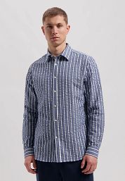 Dstrezzed Shirt Leonard Seersucker Blue Stripe