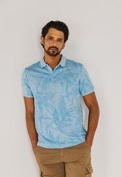  State of Art Poloshirt Faded Leaf Light Blue