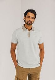  State of Art Poloshirt Jersey Structured Stripe White