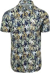 Desoto Short Sleeve Jersey Shirt Botanic Print Navy