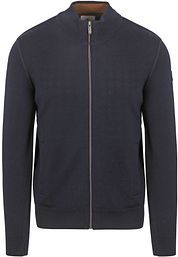 State Of Art Cardigan Fine Contrast Wool Blend Navy