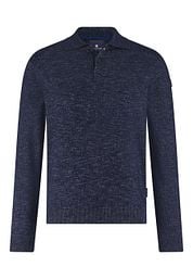 State Of Art Sweater Polo Collar Melange Navy