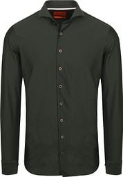 Suitable Herringbone Shirt Dark Green