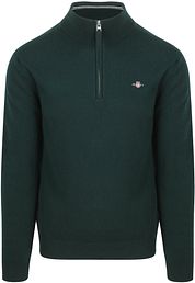 Gant Halfzip Wool Sweater Logo Green