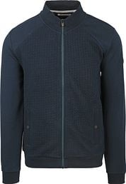 No Excess Cardigan Zipper Jacquard Navy