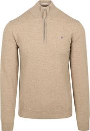 Gant Halfzip Wool Sweater Logo Beige